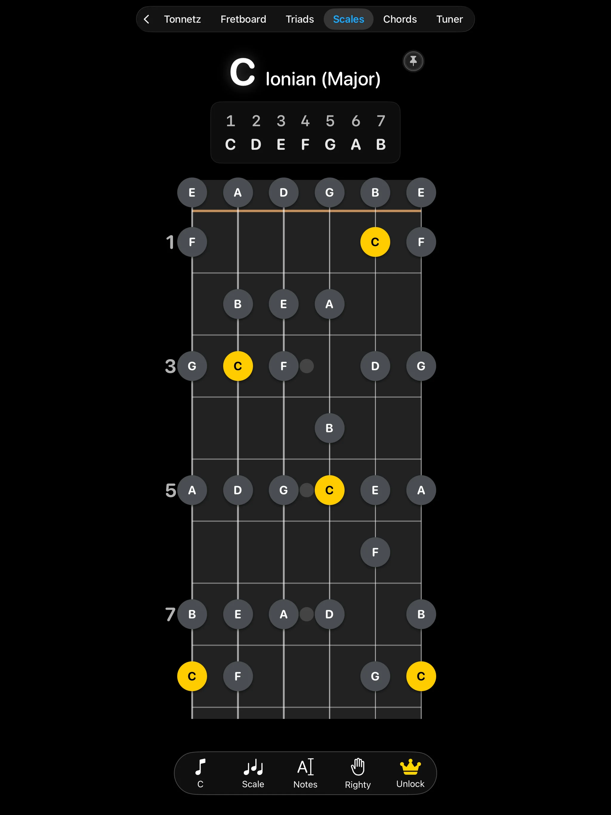 Scales and Modes on iPad